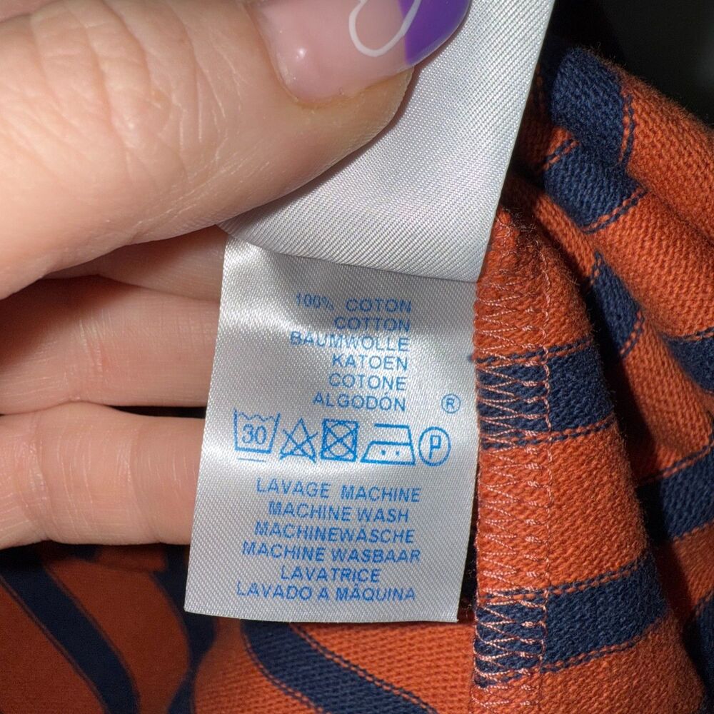Saint James MERIDAME II Authentic Breton Shirt Heavyweight Cotton Orange/Navy 12 - Picture 6 of 6